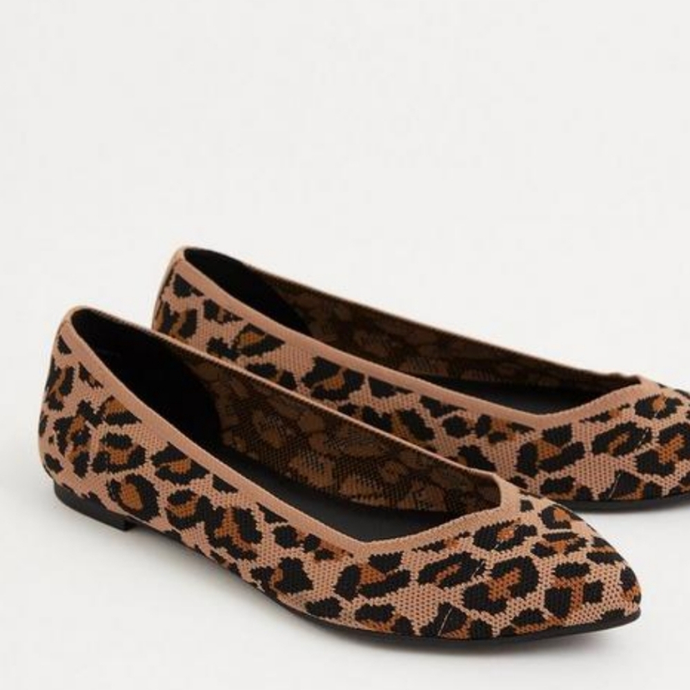 Leopard Knit pointed toe flat